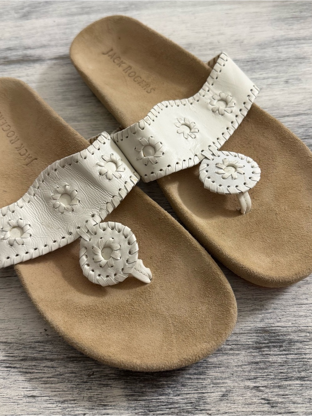 Jack Rogers White Leather Comfort Sandals size 11M